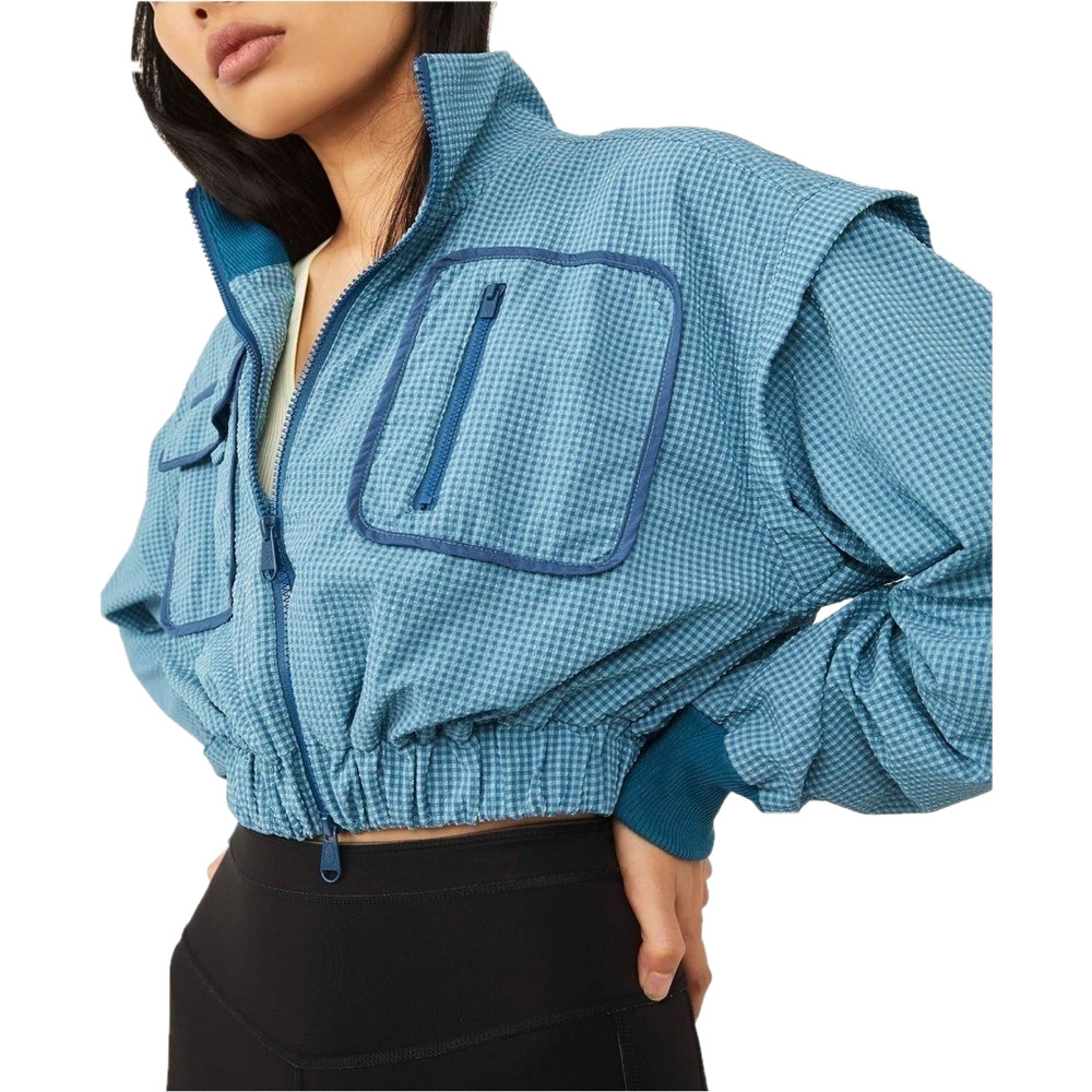 Free‎ People Movement New Size XS Forty Love Crop Jacket in Caribbean Blue Coast